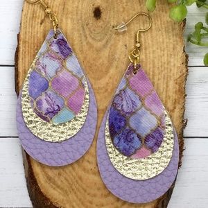 Vegan Leather Earrings- Triple Stack Moroccan